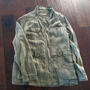 Khaki Green Jacket Max Jeans Sz L Removable Fleece Lining